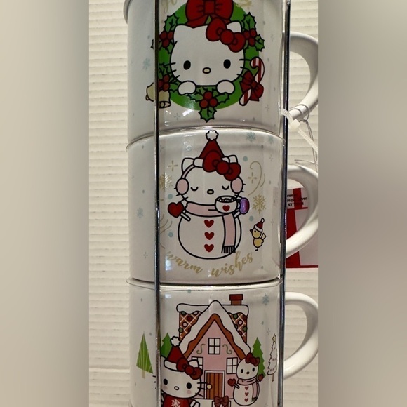 Hello Kitty Christmas Stackable Ceramic Mugs, Set of 4 10oz Cups - Picture 3 of 5